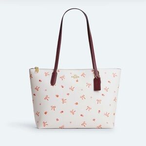 Coach White and Red Tote Bag